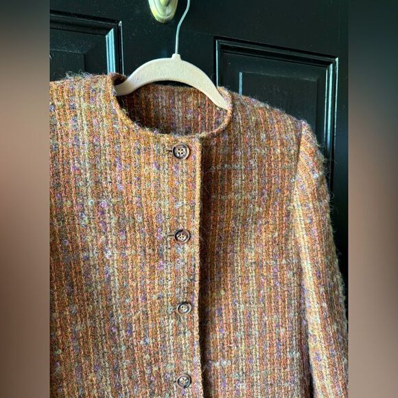 VTG Wool Orange Striped Blazer Jacket Size XS/S - Picture 3 of 14